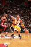 Los Angeles Lakers v Miami Heat, Miami, FL - March 10: Kobe Bryant and Dwyane Wade Photographic Print