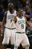 Phoenix Suns v Boston Celtics, Boston, MA - March 02: Rajon Rondo and Kevin Garnett