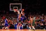 Milwaukee Bucks v New York Knicks, New York, NY - February 23: Carmelo Anthony and Andrew Bogut