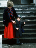 Buy Prince William arriving at his first day at school with his mum Princess Diana at AllPosters.com