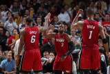 Miami Heat v Milwaukee Bucks, Milwaukee, WI - January 07: LeBron James, Dwyane Wade and Chris Bosh