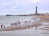 Buy Beach with Holidaymakers and Blackpool Tower in Distance at AllPosters.com