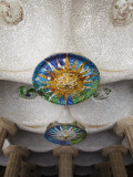 Ceiling Decorated with Mosaics in Sala Hipostila at Parc Guell