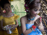 Cambodian Bride with Her Bridesmaids at Wedding Reception