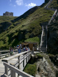Steep Wooden Steps Up to Tintagel Castle.