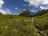 Hiker Treks Uphill Towards Mt Chaukhi