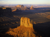Aerial Overlook of West Mitten Butte in Monument Valley at Sunset