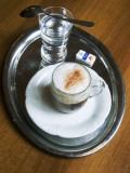 Coffee, Traditionally Served on Oval Metal Tray with a Glass of Water