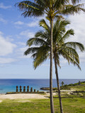 Moais with Headknots at Ahu Nau Nau, Anakena Beach