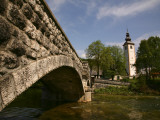 Stone Bridge Leading to St. John the Baptist Church on Lake Bohinj (Bohinjsko Jezero)