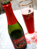 Black Cherry Test Lindemans Kriek Beer Served in Local Bar.