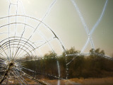 View Through Broken Window of Bus
