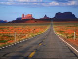 Interstate 163 Approaching Monument Valley with Sentinel Mesa in Backgound