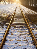 Train Tracks in Snow in Winter Photographic Print