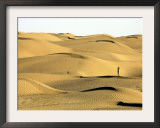 A Visitor Stands on Sand Dune in the Taklimakan Desert Framed Photographic Print