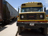 Bus Truck Waiting at Train Station