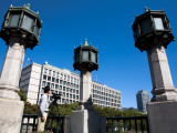 Buy Photographer and Stone Lanterns on Bridge over Dojima River at AllPosters.com
