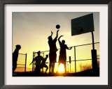 Students Play a Basketball Game as the Sun Sets at Bucks County Community College