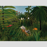 Jungle Scene with Horse Attacked by a Jaguar