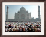 Muslim Faithful Pray at the Mosque in the Taj Mahal Complex to Celebrate Eid-Al-Fitr