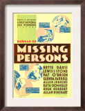 Bureau of Missing Persons, Midget Window Card, 1933