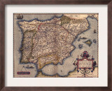 1570 Map of Spain, from Abraham Ortelius
