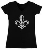 Juniors: V-Neck- Saints Go Marching In Fleur De Lis T-Shirt