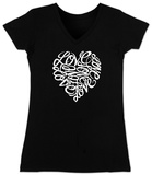Juniors: V-Neck-  Love Heart in Cursive Script