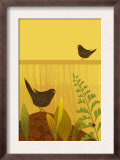 Birds in Garden with Ladybug