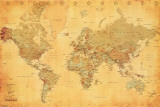 World Map - Vintage Style Poster