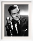 Orson Welles at the CBS Microphone in Publicity Shot for Murcury Summer Theater, 1946