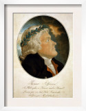 Thomas Jefferson, Color Aquatint Afte a 1799 Painting by Tadeusz Kosciuszko