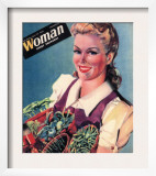 Woman, Girls Dig For Victory Propaganda WWII Magazine, UK, 1942