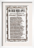 Anti-Irish, No Irish Need Apply, Sheet Music, Includes Reproduction of Newspaper Ad, Feb. 1862