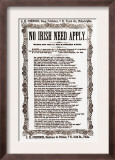 Anti-Irish, No Irish Need Apply, Sheet Music, Includes Reproduction of Newspaper Ad, Feb. 1862