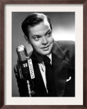Orson Welles at the CBS Microphone in Publicity Shot for Murcury Summer Theater, 1946