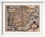 1570 Map of Spain, from Abraham Ortelius
