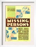 Bureau of Missing Persons, Midget Window Card, 1933