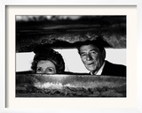 President Ronald Reagan and First Lady Nancy Reagan Peer out of a World War II Bunker