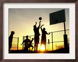 Students Play a Basketball Game as the Sun Sets at Bucks County Community College