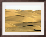 A Visitor Stands on Sand Dune in the Taklimakan Desert Framed Photographic Print