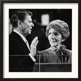 Nancy Reagan Proudly Watches as Her Husband Ronald Reagan Takes the Oath of Office