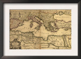 1685 Map of the Mediterranean Sea and Coastal Lands
