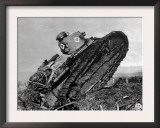 World War I, American Tank Plowing Through German Barbed Wire, 1918