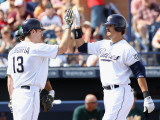 Oakland Athletics v San Diego Padres, PEORIA, AZ - MARCH 06: Jorge Cantu and Chris Denorfia