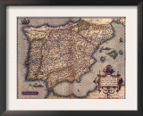 1570 Map of Spain, from Abraham Ortelius