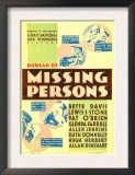 Bureau of Missing Persons, Midget Window Card, 1933