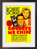 Goodbye, Mr. Chips, Robert Donat, Greer Garson on Midget Window Card, 1939