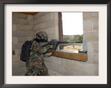 Soldier Fires His Rifle During Training Exercises