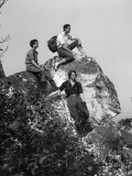 Three Friends Resting on Rock, Looking at View, Monument Mountain, Berkshires, MA